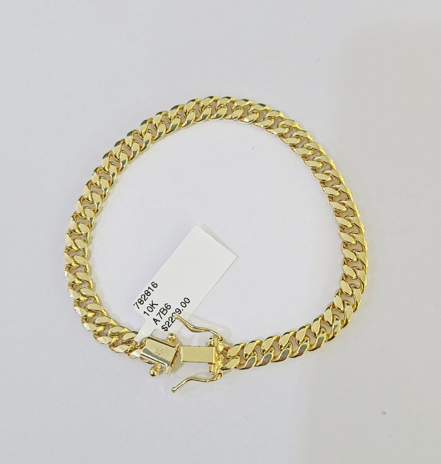 Real 10k Gold Miami Cuban link Bracelet 6mm 7" 7.5" 8" 8.5" 9" 10kt Yellow Gold