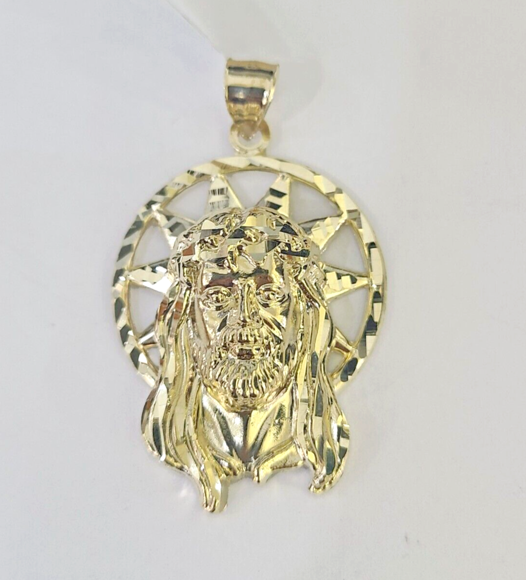 Real 10K Jesus Head Pendant Charm Yellow Gold Genuine 1.5"-2"