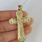 Real 10k Solid Rope Chain Jesus Cross Charm Set 3mm 20"-30" Inch Necklace Gold
