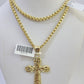 10k Gold Byzantine Necklace Jesus Cross Charm 18-26 inches 3mm SET Chain