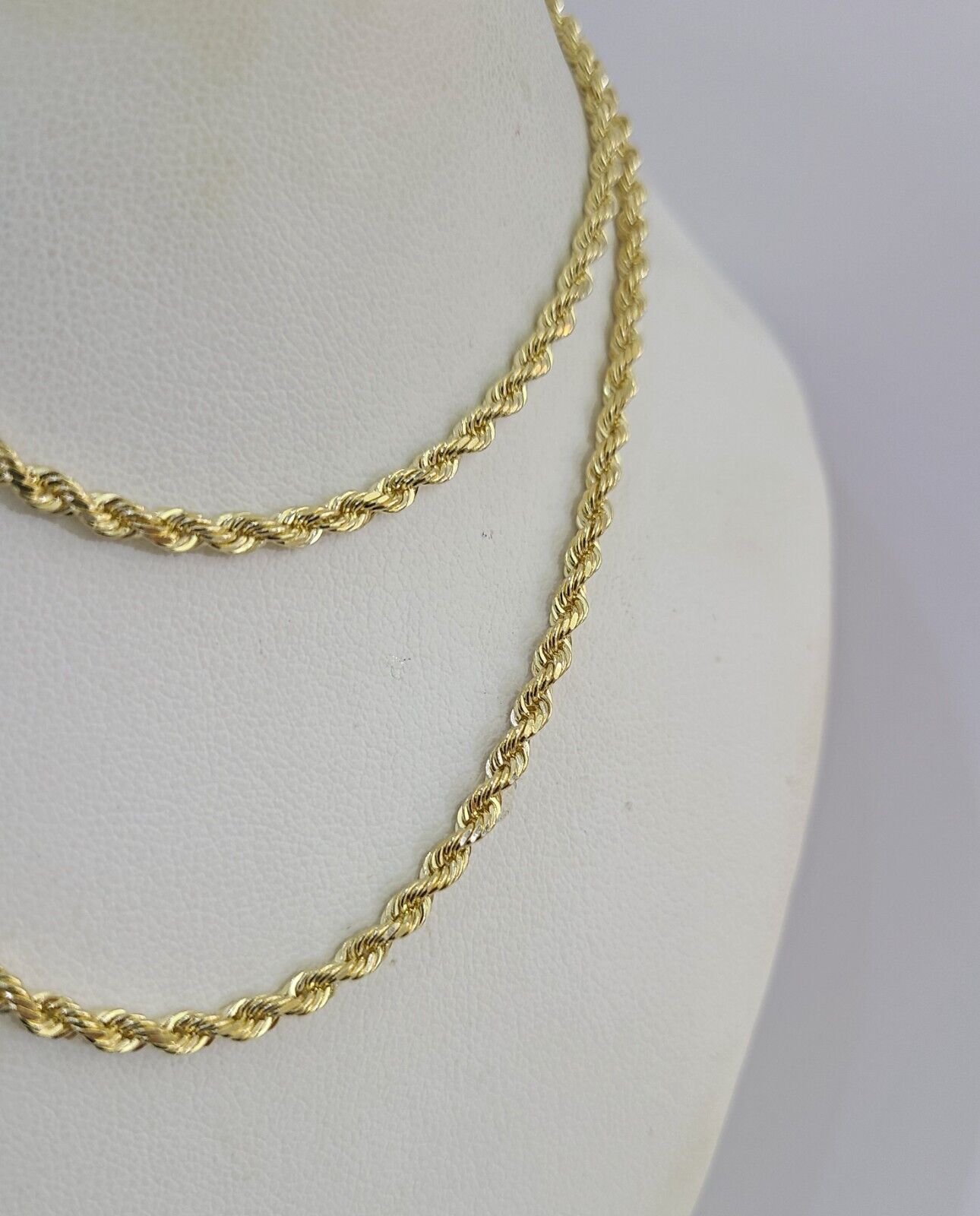 14k Solid Rope Chain Necklace 4mm 18"-28" Inch Yellow Gold Men Women 14Kt