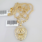 10k Gold Solid Cuban Curb Chain Roaring Lion Pendant Set 3mm 18"-26" Necklace