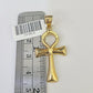 10k Gold Byzantine Necklace Jesus Ankh Cross Charm 18-28 inch 3mm SET Chain