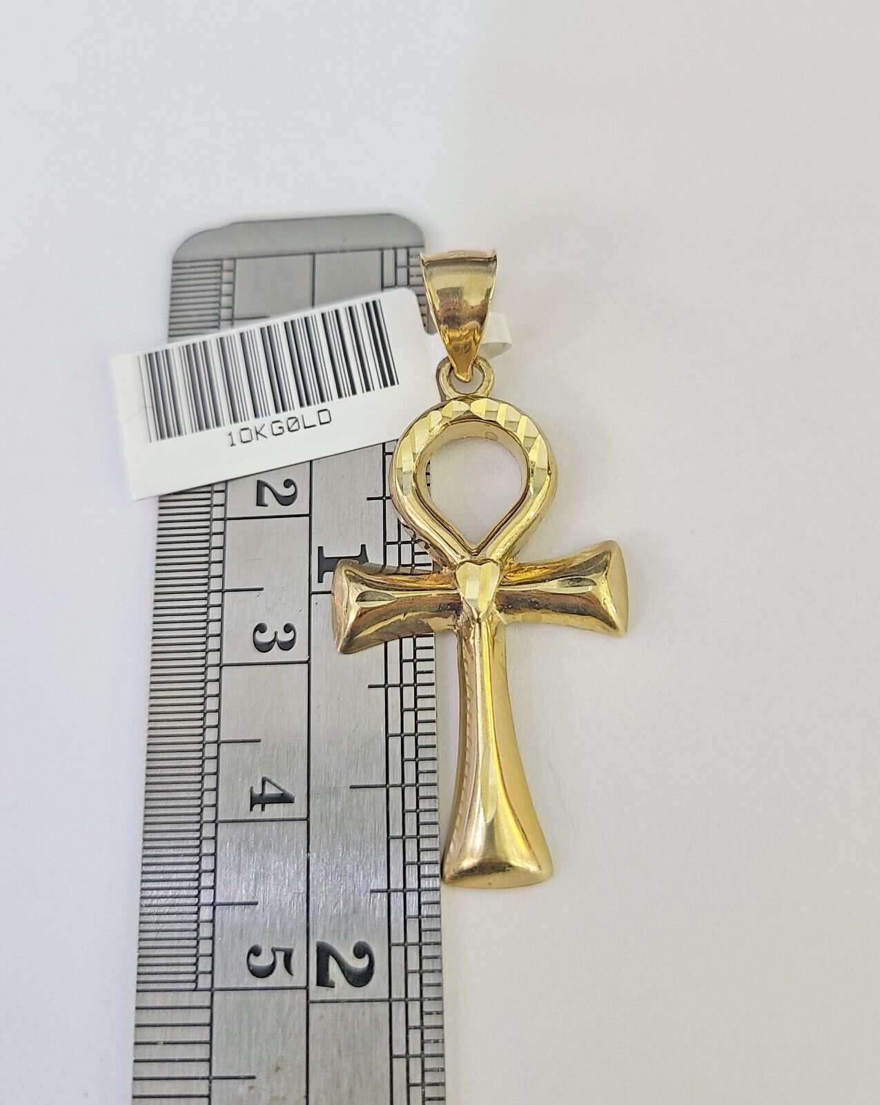 10k Gold Byzantine Necklace Jesus Ankh Cross Charm 18-28 inch 3mm SET Chain