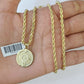 Real 10k 3mm Rope Chain Mayan Calendar Pendant 18" 20" 22" 24" 26" Gold Set