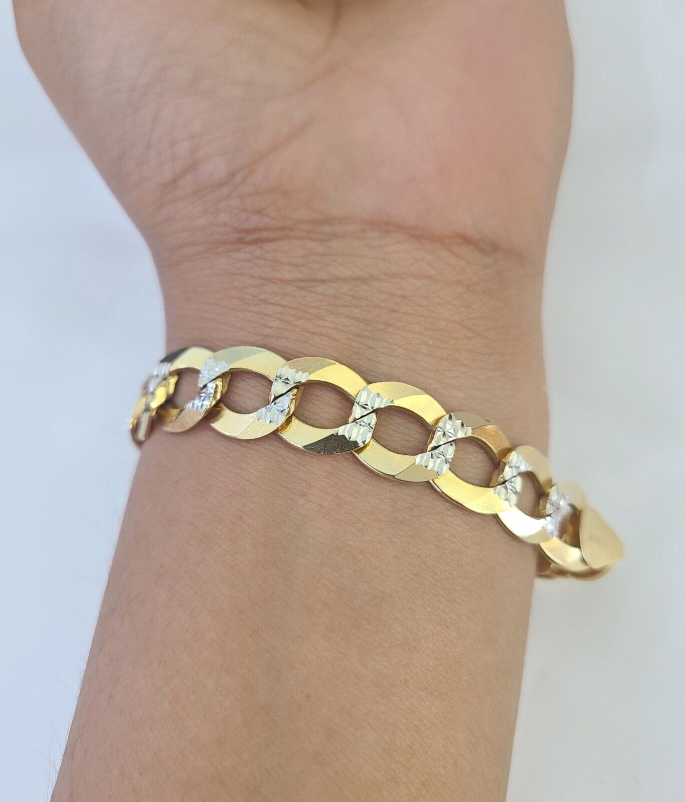 14K Gold Solid Bracelet Cuban Curb Link Diamond Cut 11mm 7" Inch REAL Gold