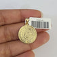 10k Gold Cuban Curb Chain Mayan Calendar Charm Solid 4mm 18"-28" SET Necklace