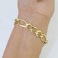 Real 14k Yellow Gold Figaro link Bracelet 9mm 8" Inch Men women Diamond Cut