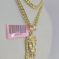 Real 14k Chain Jesus Head Charm Set Miami Cuban Link 4mm Necklace Pendant