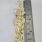 Real 10K Gold Saint Jude Charm Diamond Cut 10kt yellow Gold Pendent 3.5"