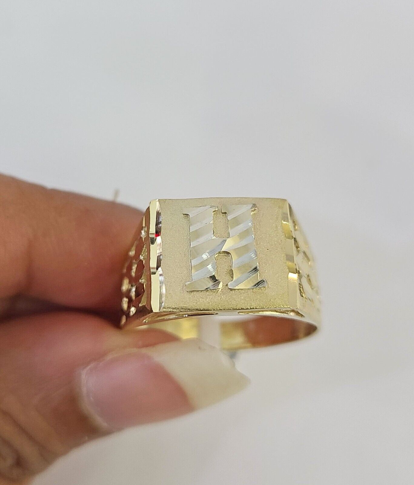 Real 10k Initial H Casual Ring Alphabet Yellow Gold 10kt Genuine