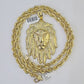 10k Solid Rope Chain Lion Pendant Necklace 7mm 20"-30" SET Charm Real