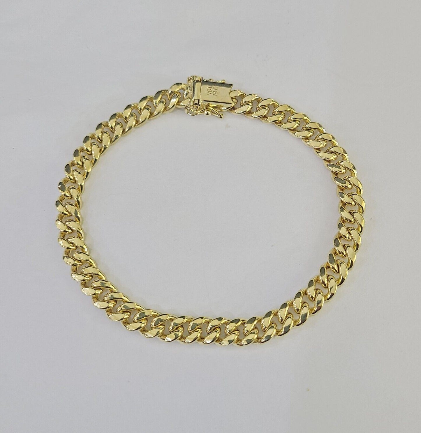 14K Miami Cuban Bracelet Yellow Gold Box Clasp 8" Inch 6mm Link