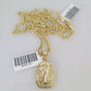 10k Gold Miami Cuban Chain Pharaoh Charm Pendant 3mm 18-28in Necklace Set