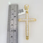 10k Gold Chain Jesus Cross Charm Solid Cuban Curb 5mm 18"-28" Inch SET