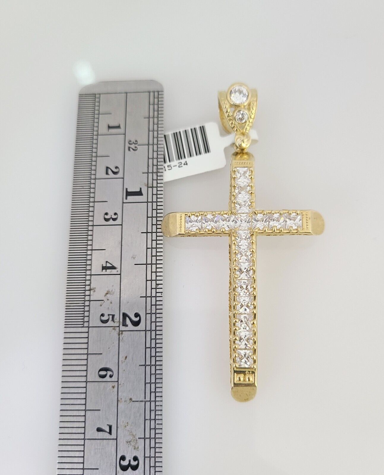 10k Gold Chain Jesus Cross Charm Solid Cuban Curb 5mm 18"-28" Inch SET