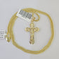 10K Franco Chain Jesus Cross Pendant Charm Necklace 16"-24" 2mm Gold SET Yellow