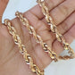 10k Solid Rose Gold Rope Chain Necklace 24" Inches 7mm Diamond Cut