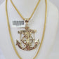 10K Franco Chain Jesus Anchor Pendant Charm Necklace 20"-26" 2.5mm Yellow Gold