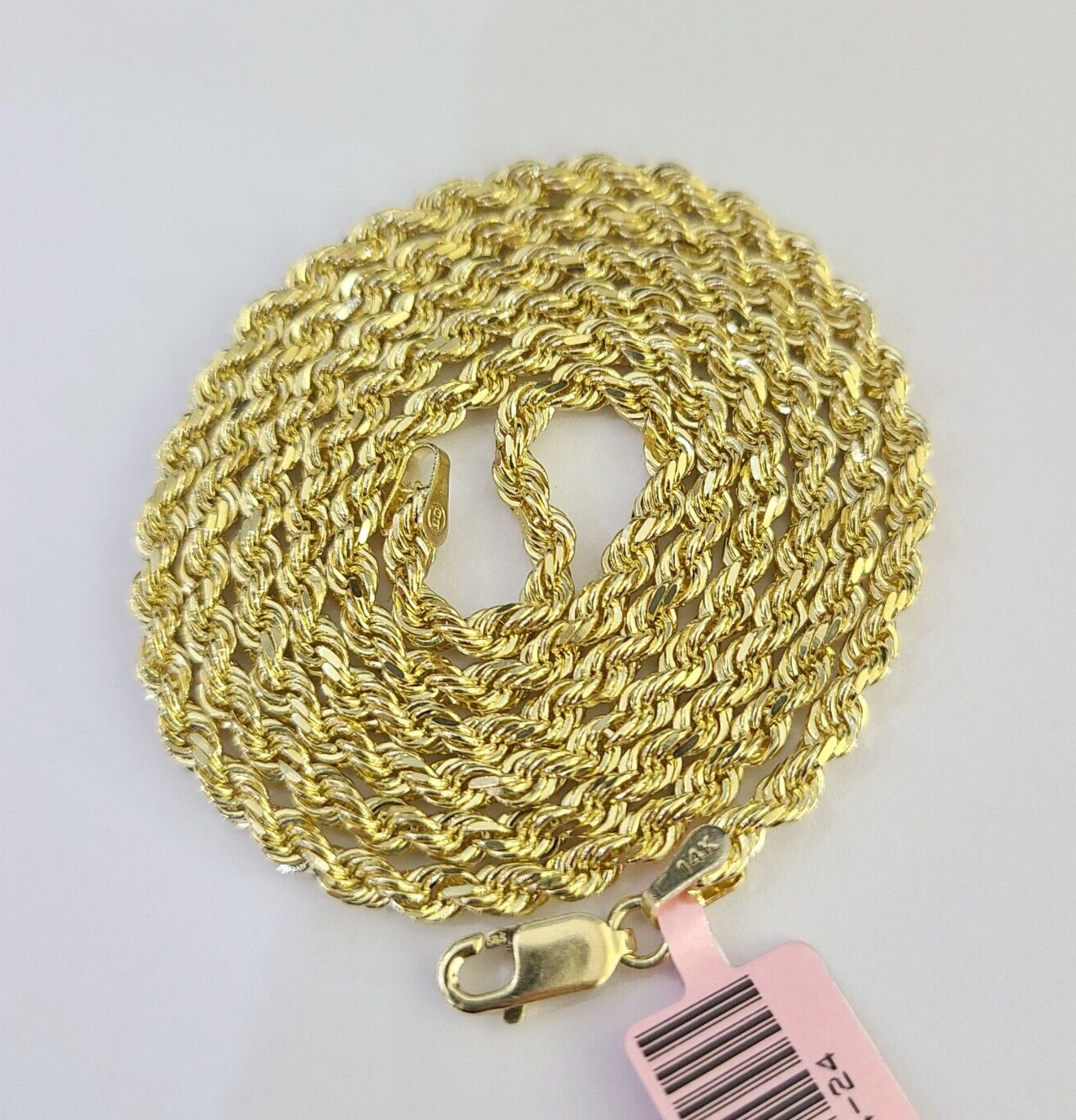 14k Solid Rope Chain Necklace 4mm 18"-28" Inch Yellow Gold Men Women 14Kt
