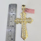 Real 14k Rope Chain Jesus Cross Charm Yellow Gold Set 5mm 20"-30" Necklace