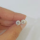 14k White gold Round Earrings Diamond screw-back Lab Created Women Men Studs