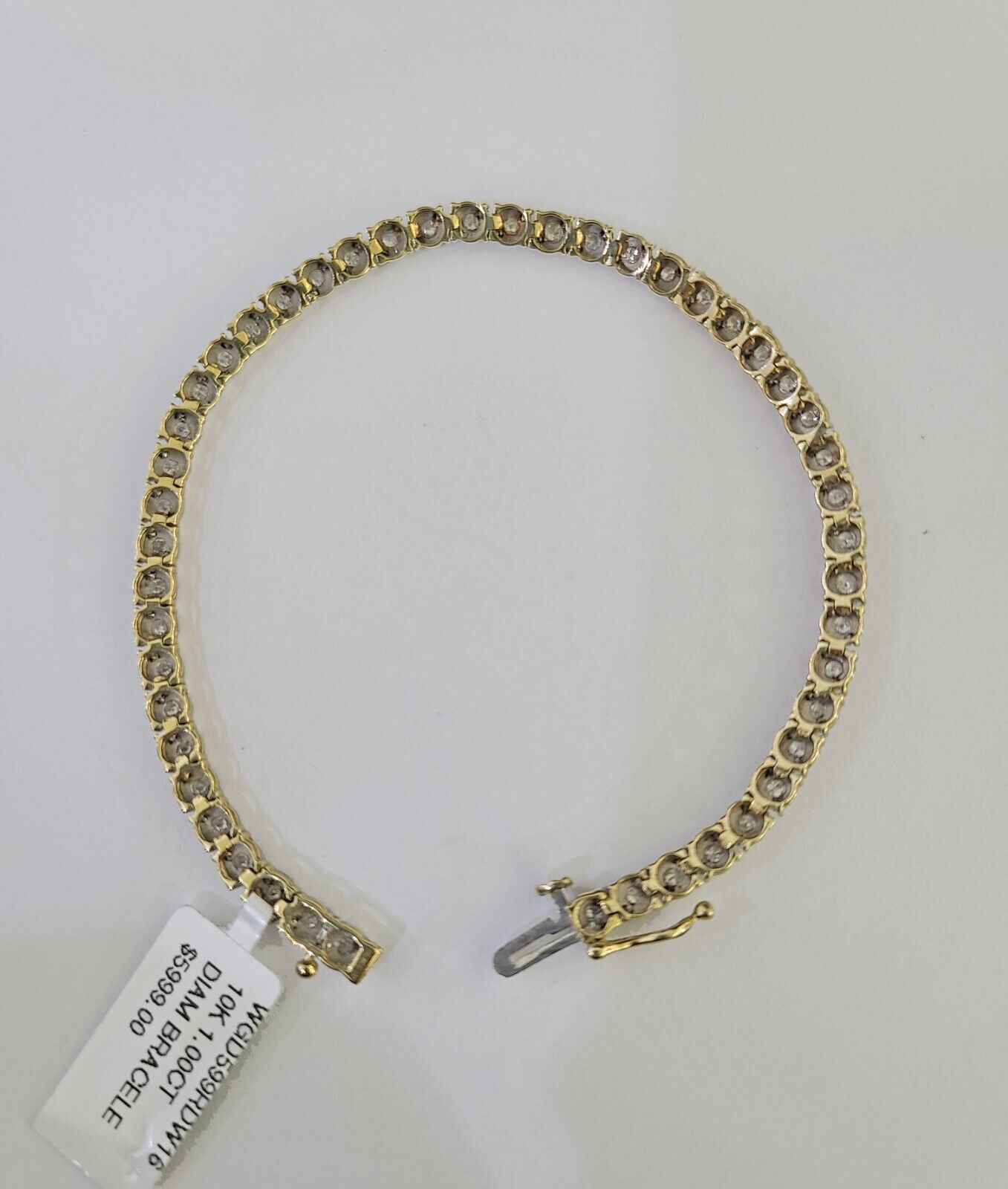 10K Yellow Gold Diamond Bracelet Women Ladies 7" REAL Genuine Gold