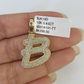 10k Yellow Gold Diamond B Charm Pendant Initial Alphabet Letter Real Genuine