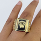 Real 10k Ring Crown Fancy Black Design Yellow Gold Men Casual 10kt