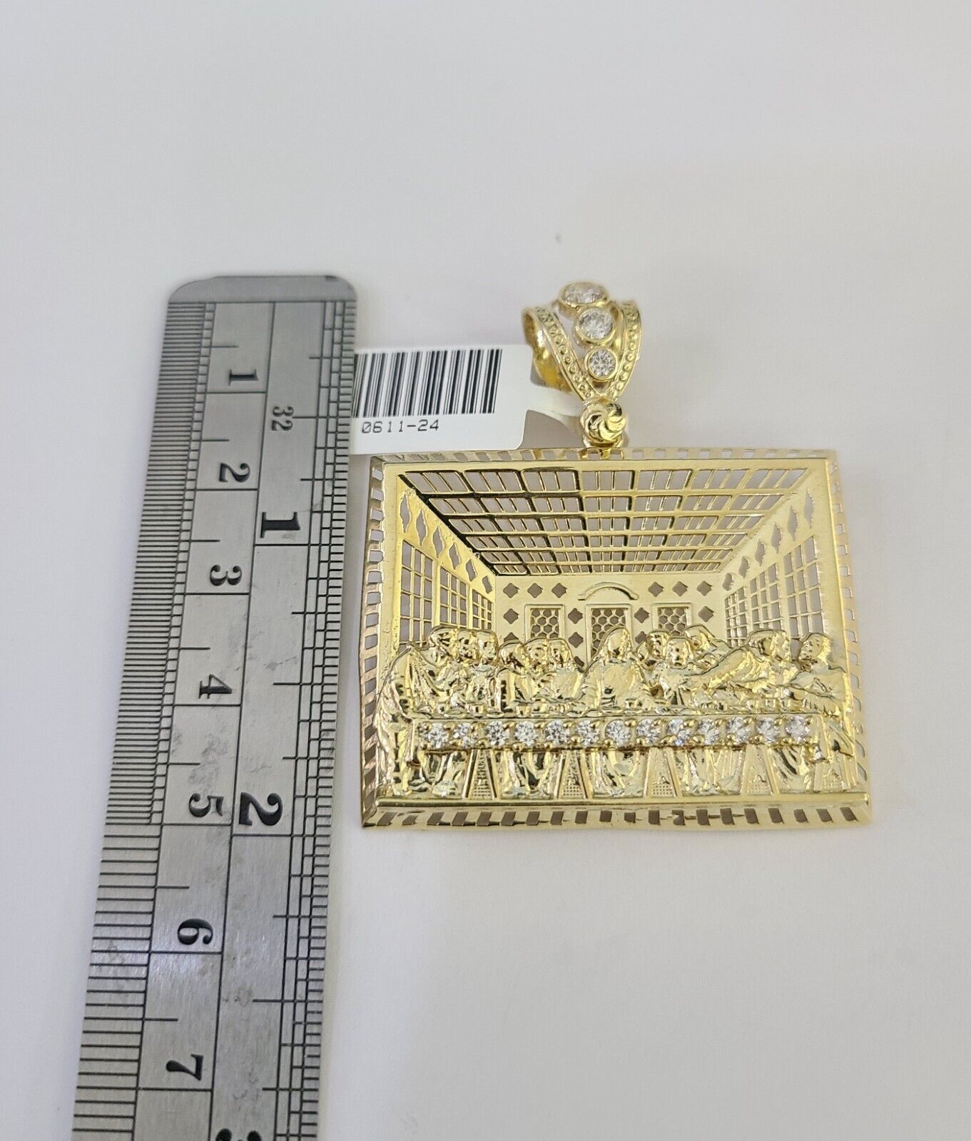 10K Franco Chain Last Supper Pendant Charm Necklace 20"-26" 5mm Gold SET Yellow