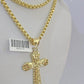 10k Gold Byzantine Necklace Jesus Cross Charm 18-26 inches 3mm SET Chain