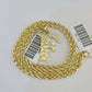 10k Gold Initial F Charm Rope Chain 16"-26" 2.5mm SET Necklace Alphabet Pendant