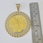 REAL 10k Yellow Gold Charm Centenario Style Coin in Bezel 50 Pesos 1947 For Men