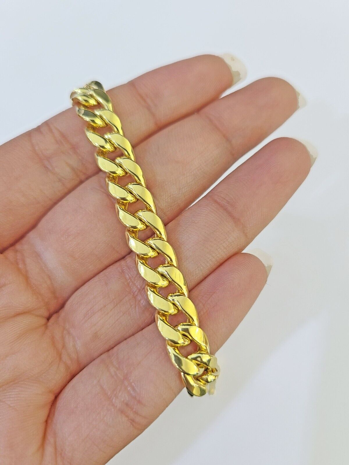 Real 10k Gold Bracelet 8mm Miami Cuban Link 8" Box Lock 10kt Yellow Gold