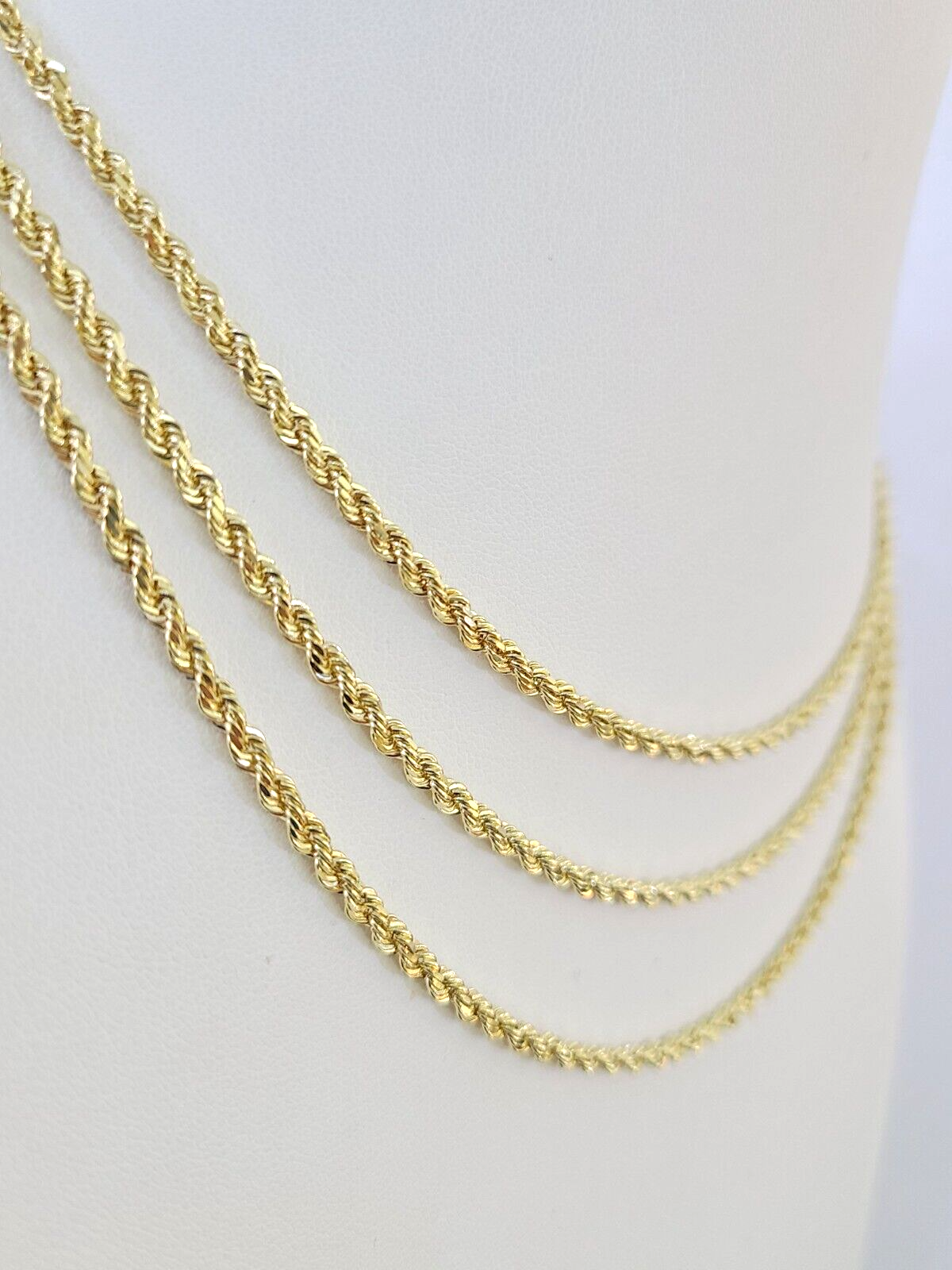 10k Solid Real Rope Chain Necklace 3mm 18"-26" Yellow Gold Men Women Genuine