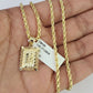 10k Gold Initial M Charm Rope Chain 16"-26" 2.5mm SET Necklace Alphabet Pendant