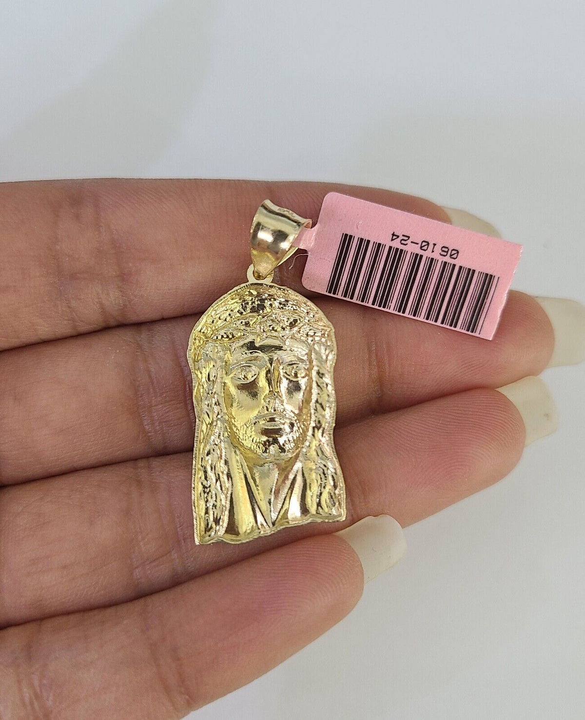Yellow Jesus Chain Real 14k Rope Chain Jesus Head Charm Set Yellow Gold 4mm 18-30