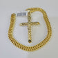 10K Gold Franco Chain INRI Cross Charm Length 18-26 inches 3mm REAL Yellow