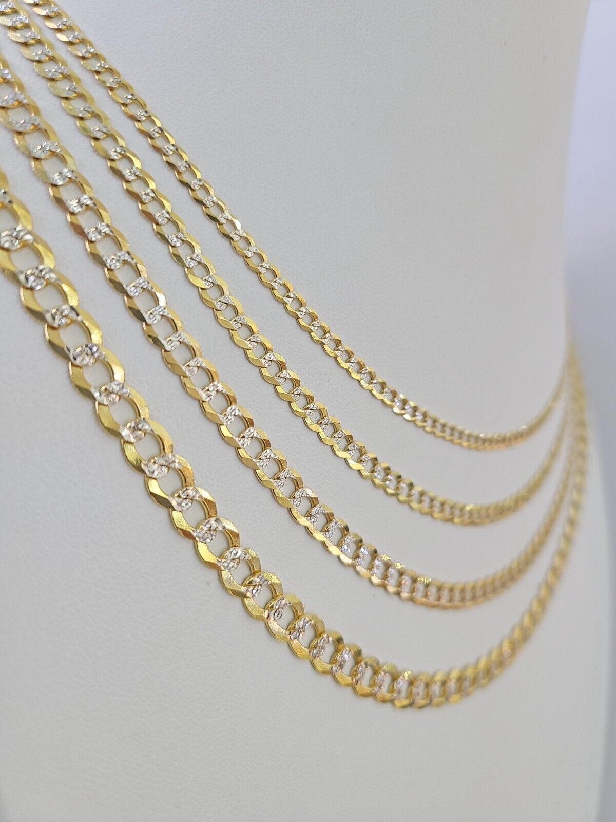 10k Gold Cuban Curb Necklace Chain 3mm-6mm 18-28 Inches 10kt Yellow Diamond Cuts