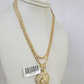10k Gold Solid Cuban Curb Chain Roaring Lion Pendant Set 3mm 18"-26" Necklace