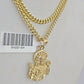 10K Gold Miami Cuban Chain Jesus Charm 18"-28" 3mm REAL Pendant Necklace SET