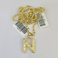 10k Gold Initial N Charm Rope Chain 16"-26" 2.5mm SET Necklace Alphabet Pendant