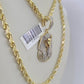 10k Solid Rope Chain Pharaoh Charm Diamond Set 4mm 20"-28" Necklace Gold Yellow