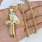 10k Gold Byzantine Necklace Jesus Cross Charm 18-26 inches 3mm SET Chain