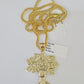 10K Franco Chain Money Tree Pendant Charm Necklace 20"-26" 2.5mm Yellow Gold