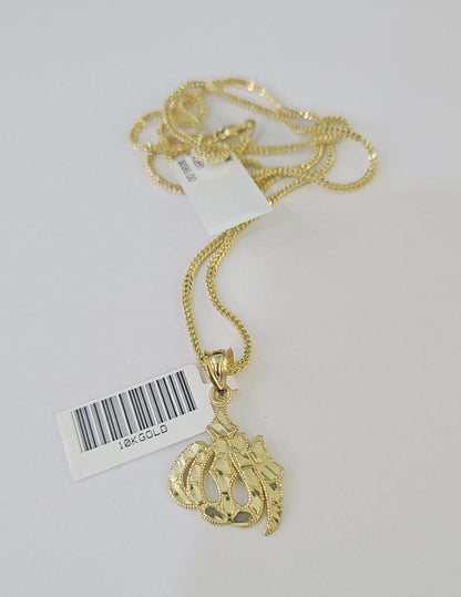 10K Gold Franco Chain Allah Charm SET Length 16-20 inches 1mm Ladies Women