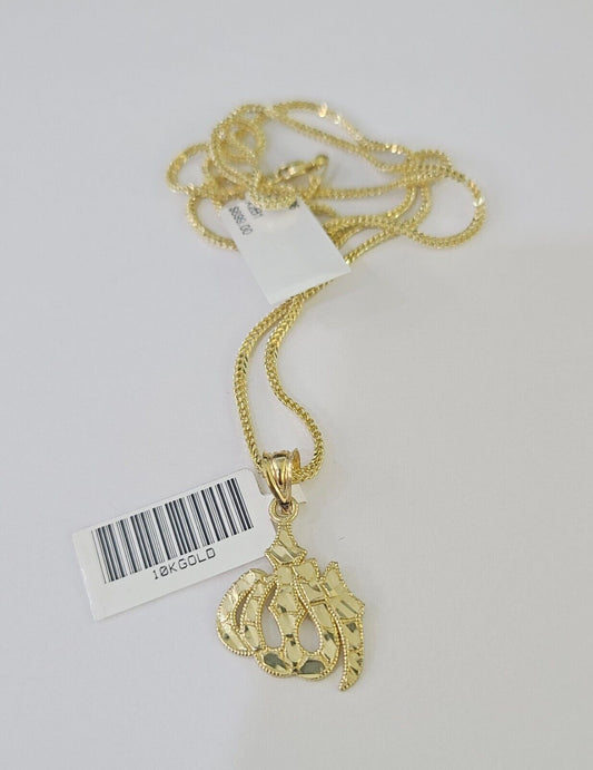 10K Gold Franco Chain Allah Charm SET Length 16-20 inches 1mm Ladies Women