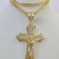 10K Franco Chain Jesus Cross Pendant Charm Necklace 20"-26" 5mm Gold Yellow SET