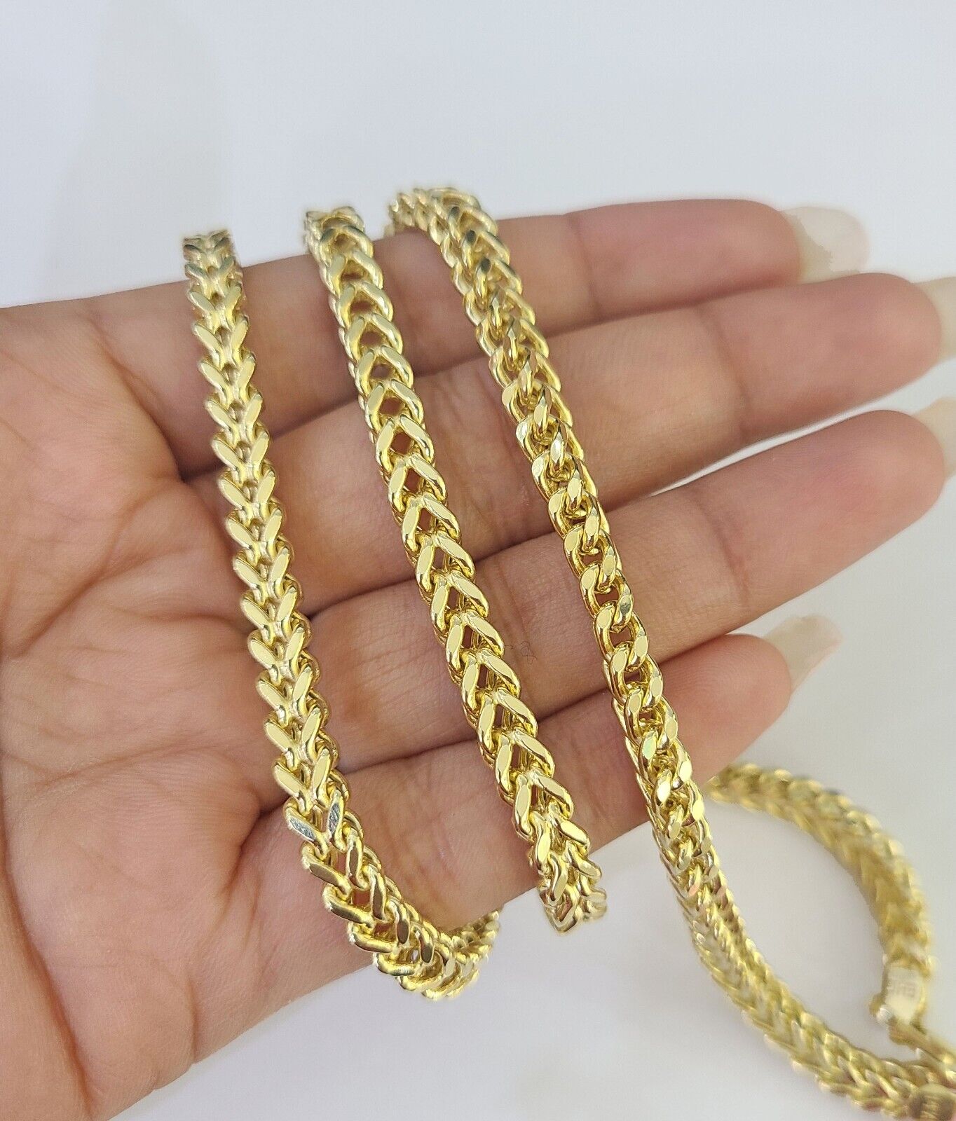 14K Franco Chain Necklace 4mm 26 Inch Real 14KT Men Women Yellow Gold