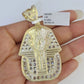 10k Egyptian Pharaoh Head Charm Pendant Yellow Gold 2.5" Inch Men Women Real